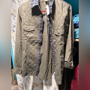 Plaid Collar Olive Jacket